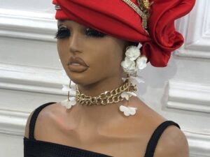 Home red luxe turban