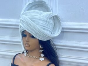 zara marteli, 100k, carefully hand made with rich metallic asooke , comes with an open top to allow for all hairstyles